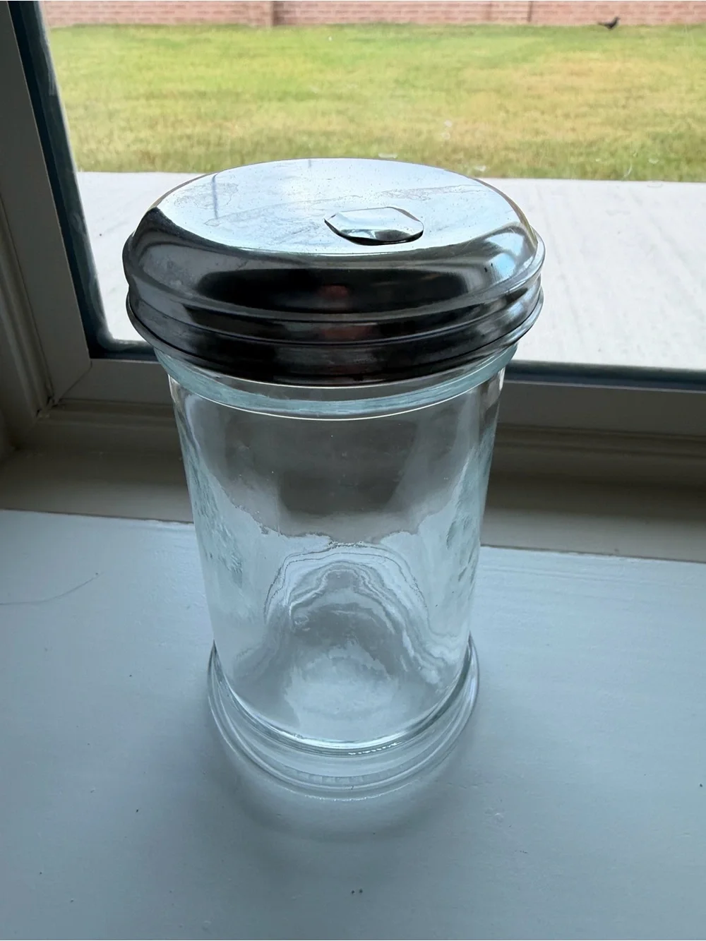 Glass sugar Canister with Silver Metal Lid